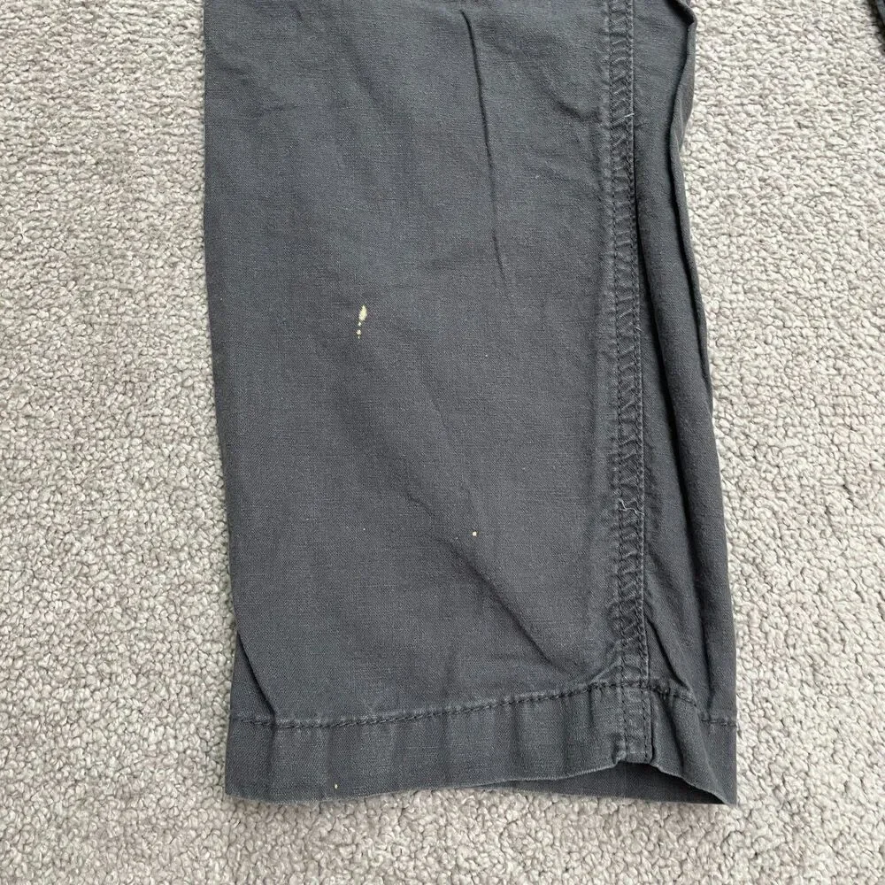 Onia Linen Blend Pants Womens Medium Dark Gray Drawstring Casual Outdoor 34x30.5